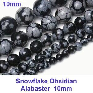 Snowflake Obsidian Alabaster 10mm Big, Bold, Beautiful   15" strand